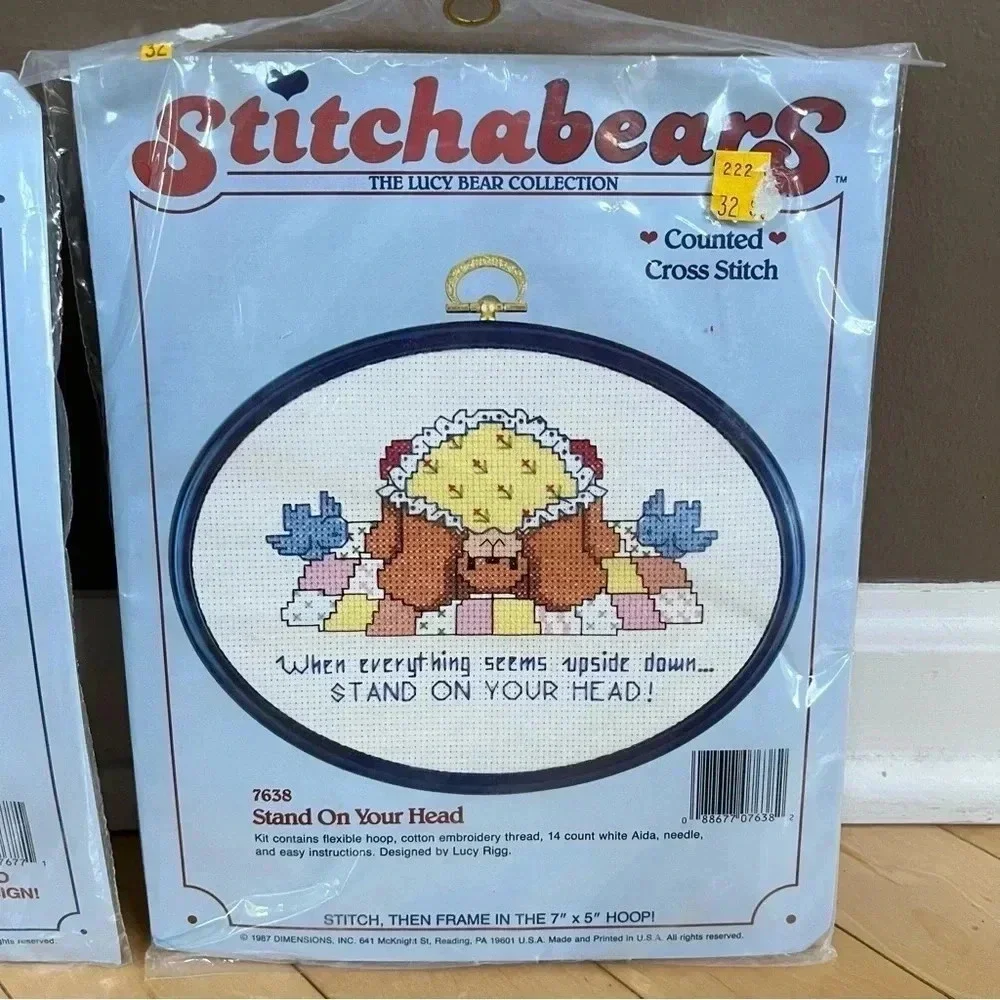 VTG 80’s Stitchables 2 Cross Stitch Kits Old Fashioned Teddy Bears Needlework